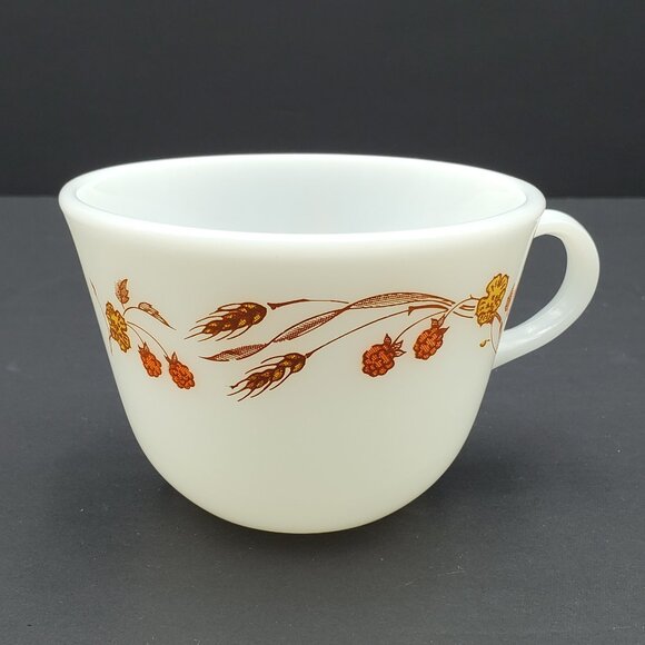 Pyrex Harvest Home Open Sugar Bowl Coffee Cup Wheat Yellow Orange Flowers - Picture 8 of 12